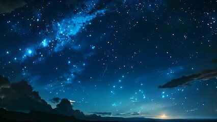 Wall Mural - an awe-inspiring night sky filled with countless stars and shooting stars streaking across the darkn