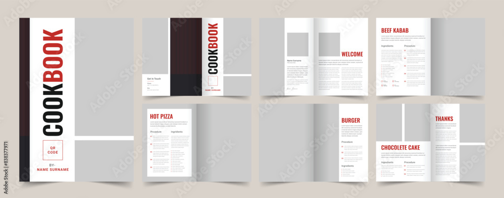 Cookbook Layout, Recipe Book Template, Brochure Design Stock Vector ...