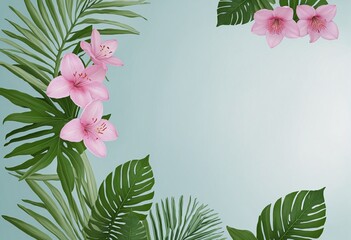 Wall Mural - graphic with flowers and leaves