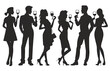 © Eomer2010 - Six black silhouettes of women and a man having a glass of wine