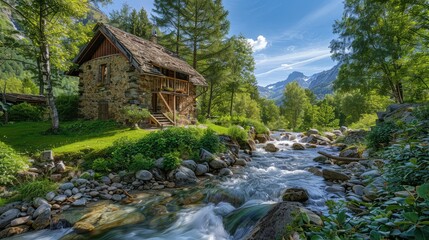 Canvas Print - old house in the mountains