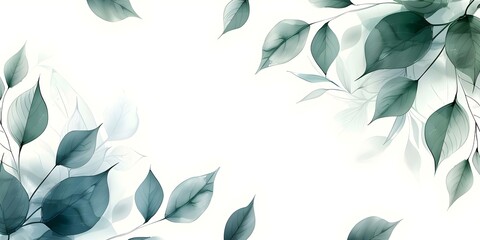 Wall Mural - Highquality watercolor floral green leaf frame collection for wedding stationary and more. Concept Green Leaf Frame Collection, Watercolor Floral Design, Wedding Stationery, High Quality Graphics