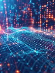Poster - Abstract statistical big data concept Complexity graphs and analytical diagrams in technology background Bright neon dark hyper realistic 