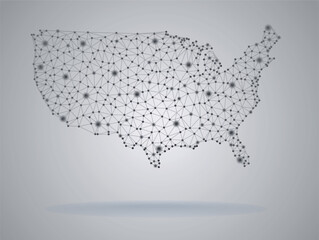 Canvas Print - Polygonal network map of USA