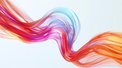 Poster - Abstract colorful flowing wave design with vibrant hues on a white background, perfect for modern digital art projects and creative compositions.