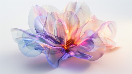 Poster - Abstract colorful digital flower artwork with soft gradients and translucent petals, creating a dreamy and delicate visual experience.