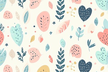 Poster - a pattern of animals and flowers, a pattern with animals and flowers, Cute background with adorable animals and playful patterns