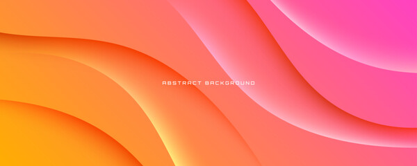 Poster - 3D colorful abstract background overlap layer on bright space with waves effect decoration. Minimalist modern graphic design element cutout style concept for web banner, flyer, card, or brochure cover
