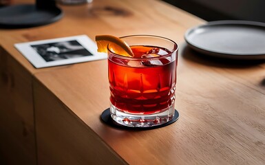 Wall Mural - Negroni cocktail with orange slices