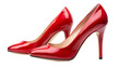 © arri - a pair of red high heels on a white background. The shoes have a shiny surface and a pointed toe