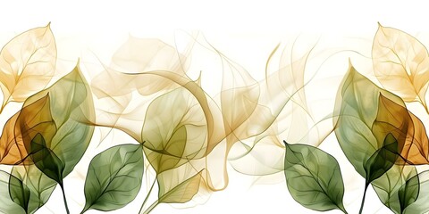 Wall Mural - Soft pastel green watercolor botanical digital paper with elegant leaf pattern. Concept Botanical, Watercolor, Digital Paper, Soft Colors, Leaf Pattern