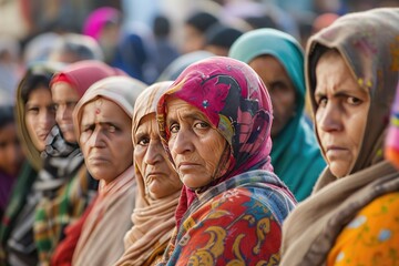 Aufkleber - a man standing in a market with a lot of people, a man standing in a market with a lot of people, Faces of diverse individuals in a crowded market