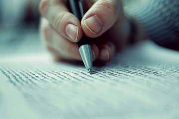 Poster - Meticulous Risk Assessment Documentation: Detailed View of Hand Writing in Report, Emphasizing Textures and Precision
