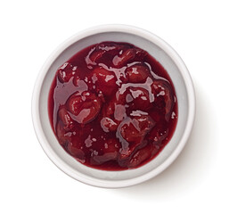 Wall Mural - Cherry jam isolated on white background, top view