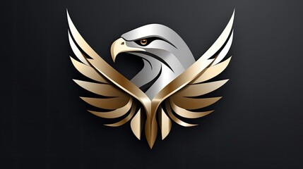 Sticker - Golden and silver metallic colored eagle logo