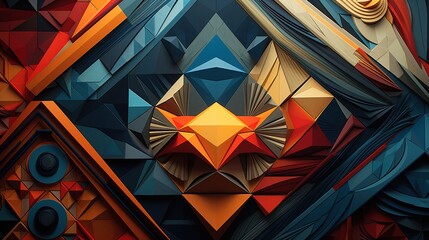 Poster - Geometric patterns with vibrant colors and intricate designs 