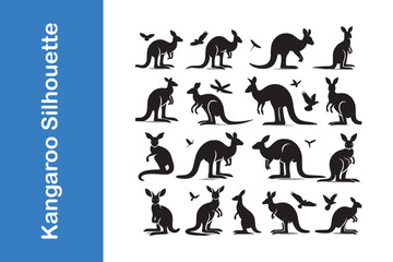 Wall Mural - Kangaroo silhouette set with vector collections. 