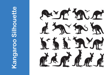 Wall Mural - Kangaroo silhouette set with vector collections. 