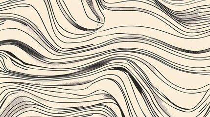 Poster - Abstract black and white marbled pattern background with wavy lines, perfect for modern design and creative projects.