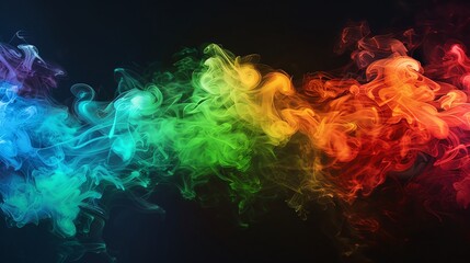Wall Mural - Electric Smoke Rainbow smoke, negative space, isolated on black background, advertising photoshoot, pride month LGBTQIA theme