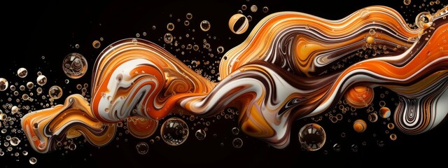 Poster - Abstract Swirling Liquid with Bubbles