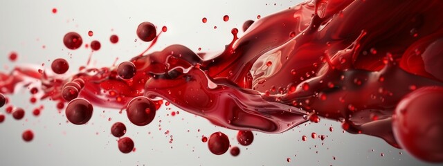 Wall Mural - Red Liquid Splash with Droplets