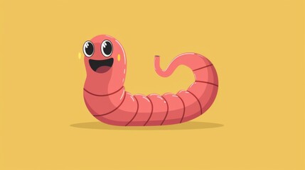 Wall Mural - A cartoon worm with big eyes and a smile on its face, AI