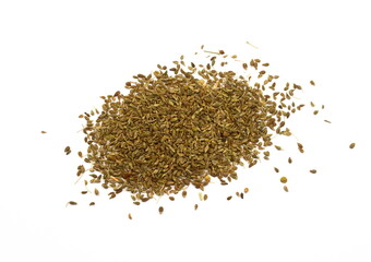 Wall Mural - Pile of of dried anise seed (aniseed) isolated on white background. 