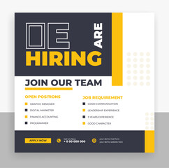 Wall Mural - We are hiring job vacancy social media post design template