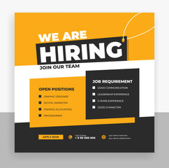 Wall Mural - We are hiring job vacancy social media post design template