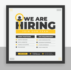 Wall Mural - We are hiring job vacancy social media post design template
