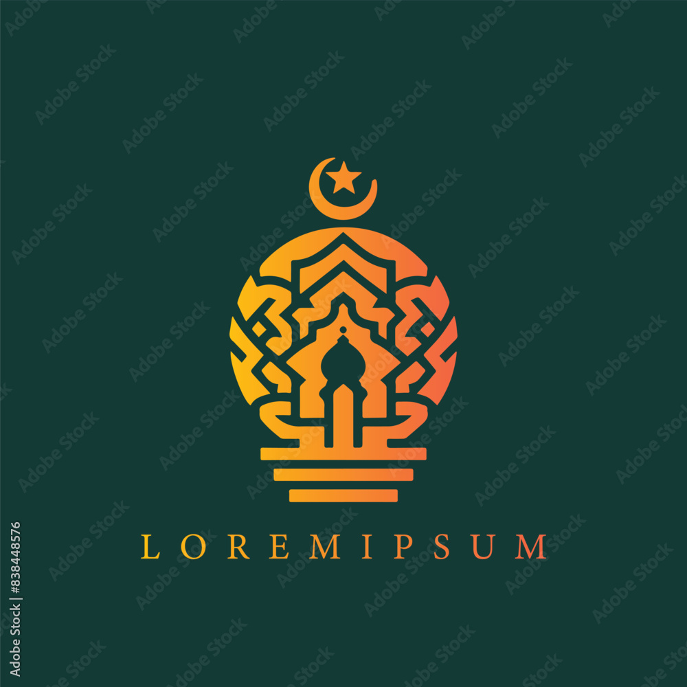 Mosque Font Arabic font with mosque logo Stock Vector | Adobe Stock