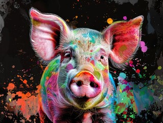 Wall Mural - pig in the farm