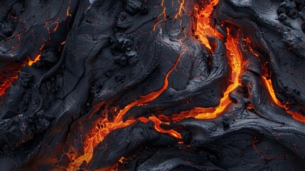 3D rendering of cooled volcanic lava texture.

