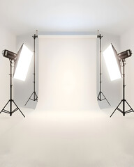 Wall Mural - Empty photo studio with lighting equipment