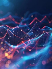 Poster - Abstract statistical big data concept Complexity graphs and analytical diagrams in technology background Bright neon dark hyper realistic 