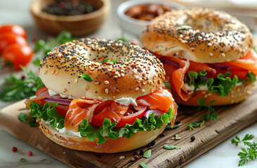 Wall Mural - bagel with salmon