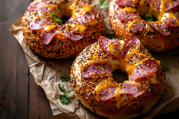 Wall Mural - bagels with poppy seed