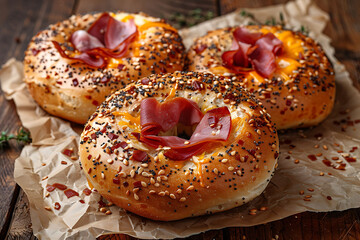 Wall Mural - bagels with poppy seeds