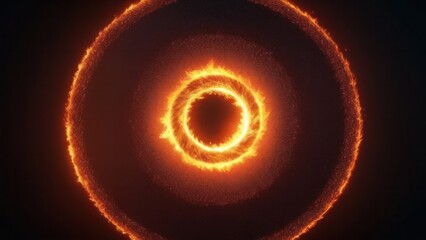 concentric rings of orange flames against a dark background. the vivid colors and intricate patterns