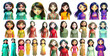 © Mr. Fiko - young women bundle cut out on transparent background different hair color random posings