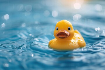 Rubber duck floats in pool