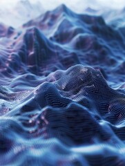 Wall Mural - Big data, abstract mountain range made from hexagonal shapes, data mining and management concept hyper realistic 