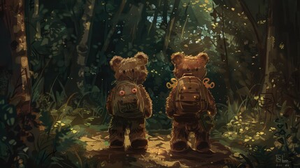 Canvas Print - bears in the woods