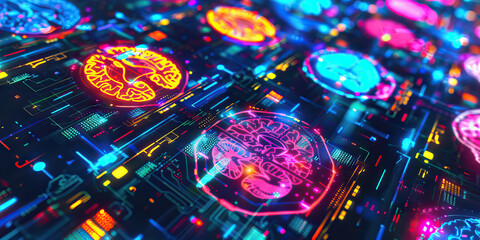 The Synaptic Symphony: A colorful array of brain scans, displayed on a futuristic screen.