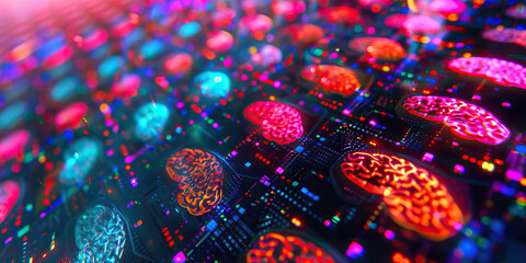 Wall Mural - The Synaptic Symphony: A colorful array of brain scans, displayed on a futuristic screen.