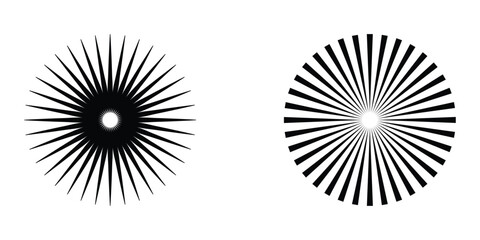 Aufkleber - circular radiating lines geometric element. sun star rays symbol. abstract geometric shapes. design 