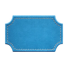 Wall Mural - elegant blue leather label with stitched border, cut out isolated png transparent