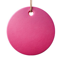 Wall Mural - elegant pink round hanging tag with string, cut out isolated png transparent