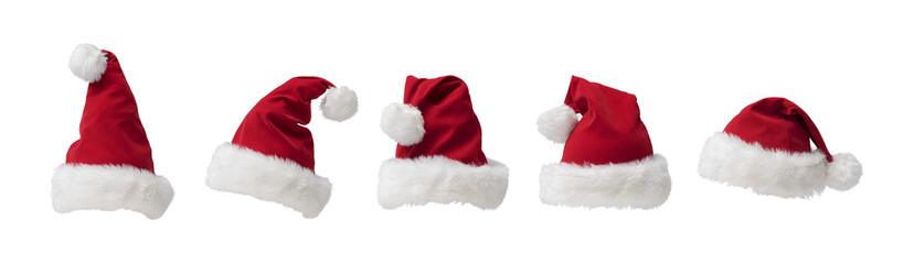 Poster - Collection of Christmas Santa's hats on white background